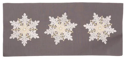 Sparkling Snowflakes Embroidered Double layer 16''x36'' Christmas Table Runner