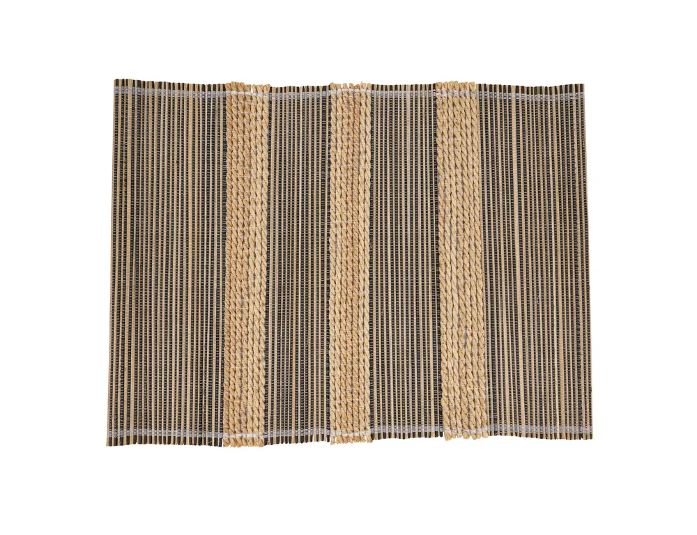 Striped Design Table Mats (Set of 4), Natural, 14"x19"