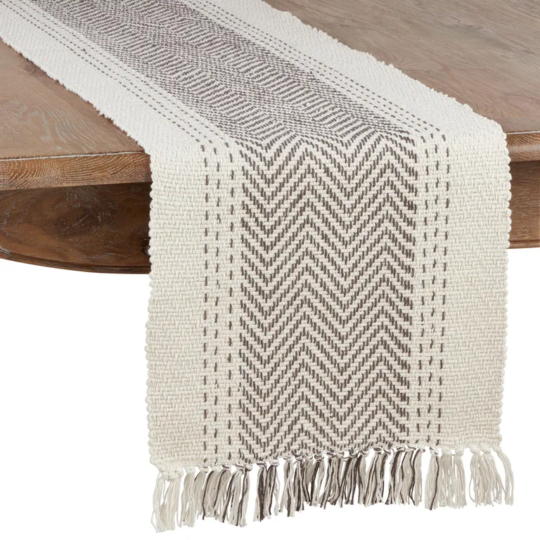 Table Runner With Kantha Stitch Design, 16"x120"