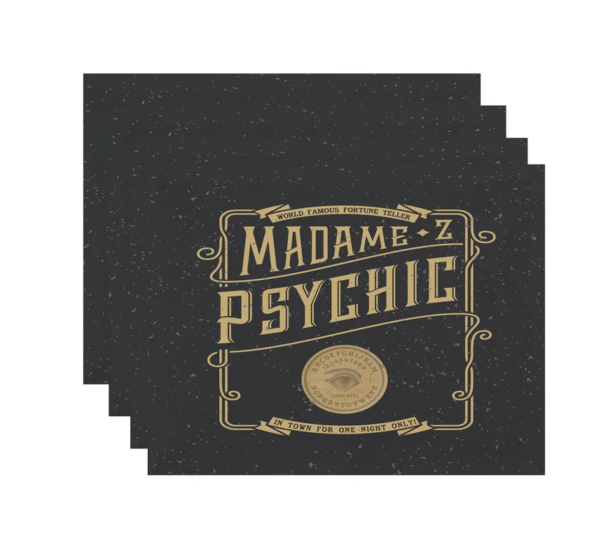 The Psychic Eye 18"x14" Gold/Yellow Halloween Print Placemat, Set of 4