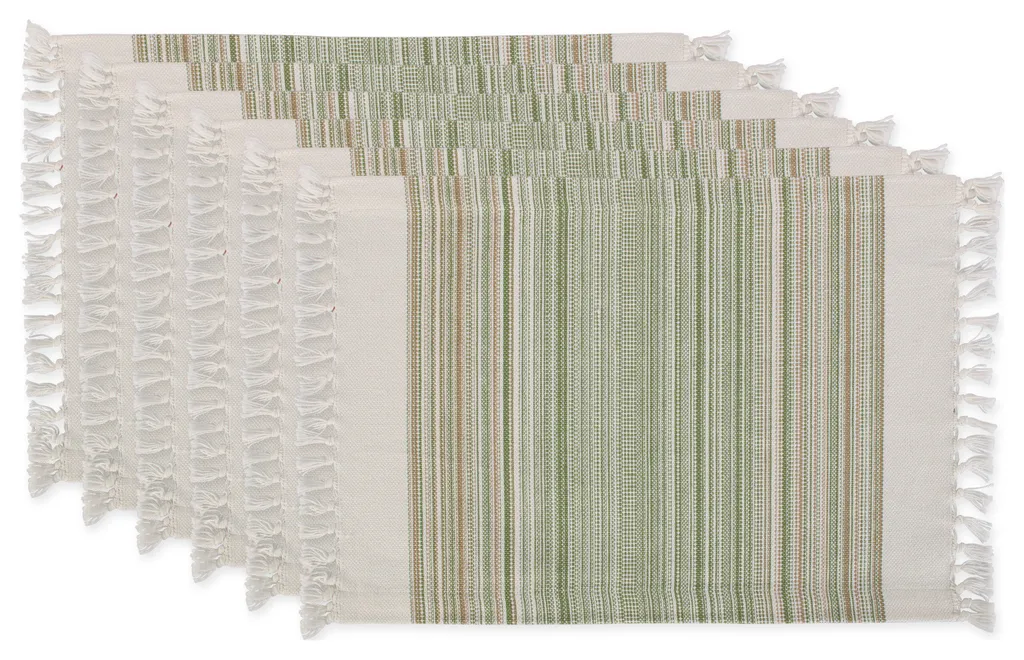 Thyme Striped Fringed Placemat Set of 6