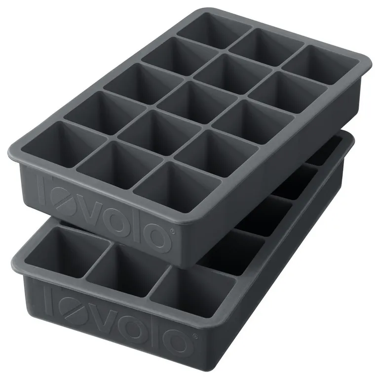 Tovolo Perfect Cube Charcoal Silicone Ice Tray, Set of 2
