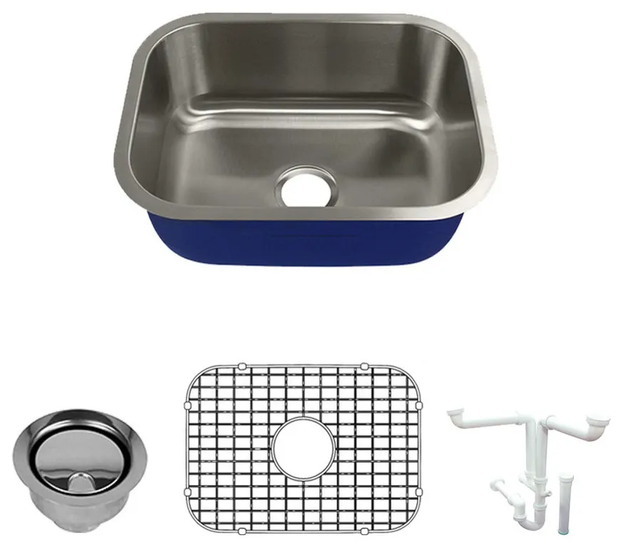 Transolid Meridian Stainless Steel Single Bowl Kitchen Sink Kit 18"x23"x9"