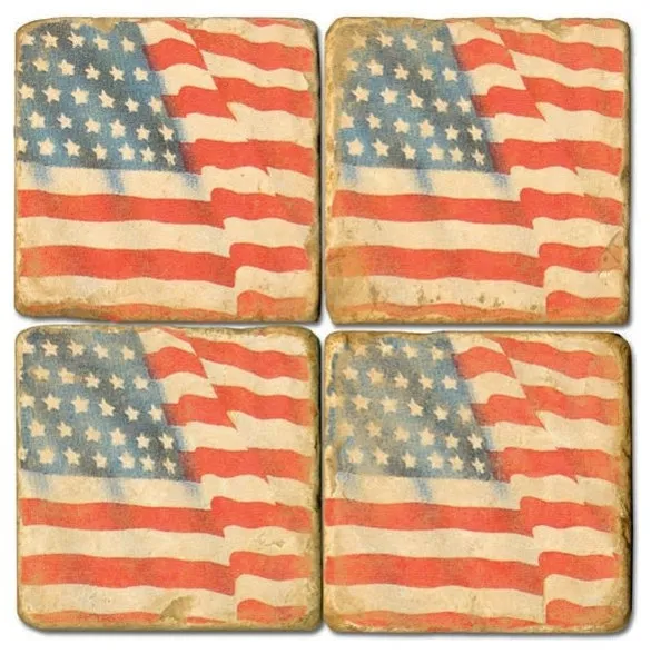 tumbled marble coaster st 4 with coaster stand american flag f5931dfa