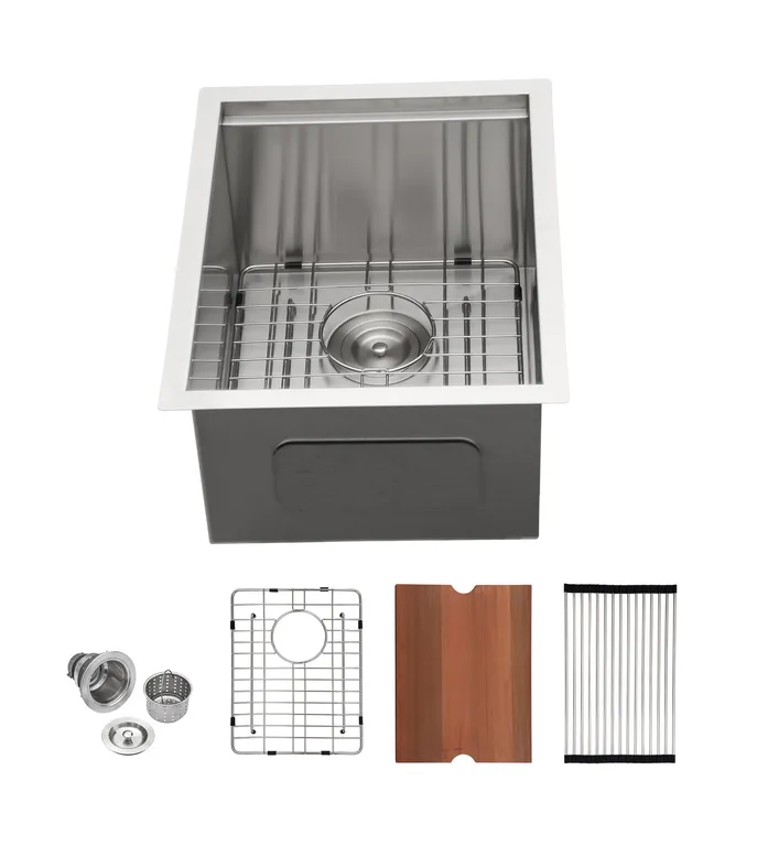 Undermount Workstation Stainless Steel Bar Kitchen Sink Single Bowl Sink 15"