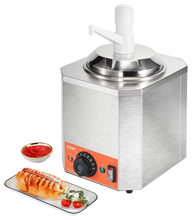 VEVOR 2.3 Qt Electric Cheese Dispenser with Pump Commercial Hot Fudge Warmer