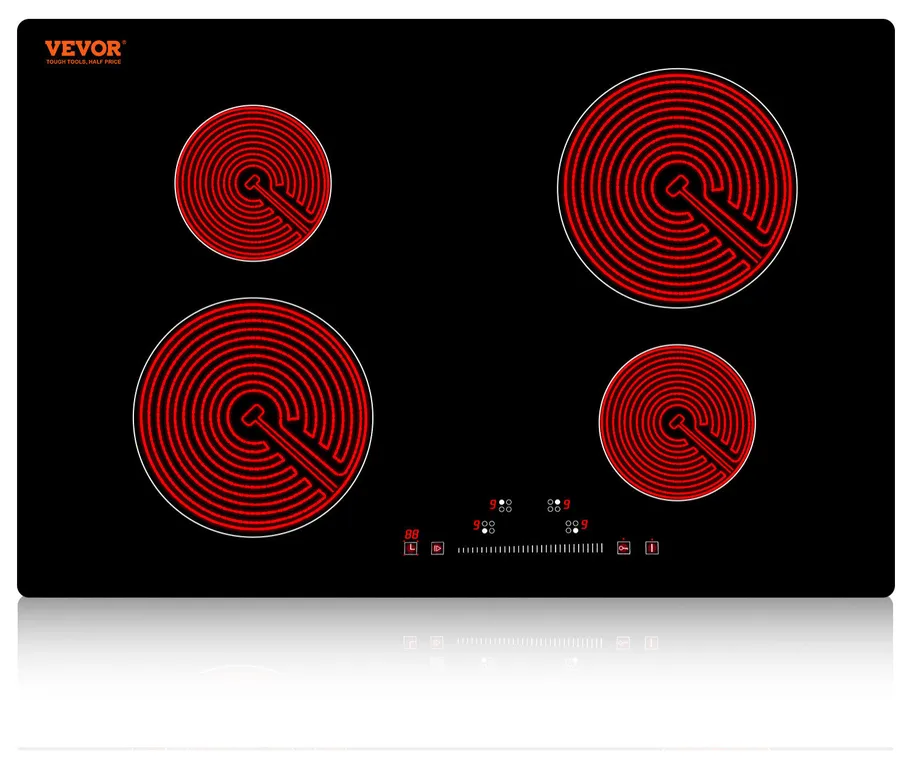 VEVOR Built-in Electric Cooktop Radiant Ceramic Cooktop 4 Burners 23.2x20.5"