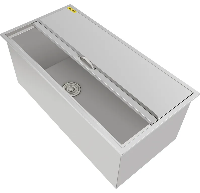 VEVOR Drop In Stainless Steel Ice Chest Bin W/ Lid & Drain