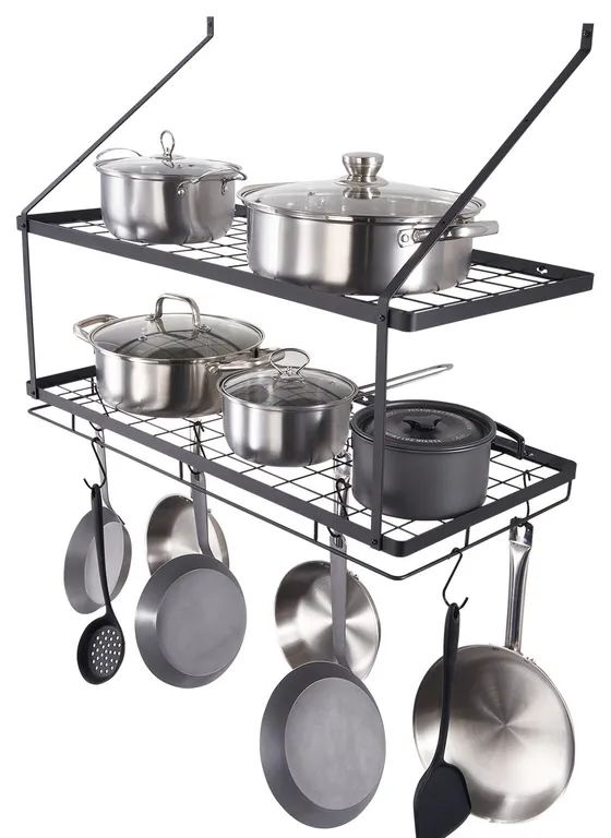 VEVOR Pot Rack Wall Mounted 30in Pot and Pan Hanging Rack With 12 S Hooks 55 lbs