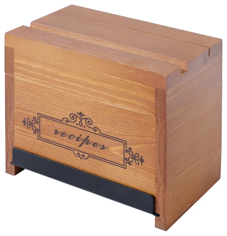 WELLAND Recipe Box With Card Divider and Phone Holder