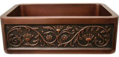 Whitehaus WH3020COFCSF 30" Copper Single Bowl Farmhouse Sink
