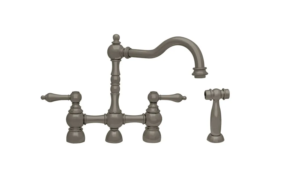 Whitehaus WHEGB-34656 Englishhaus Double Handle Bridge Kitchen - Brushed Nickel
