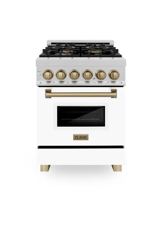ZLINE 24" Dual Fuel Range, DuraSnow With White Matte Door RASZ-WM-24-CB