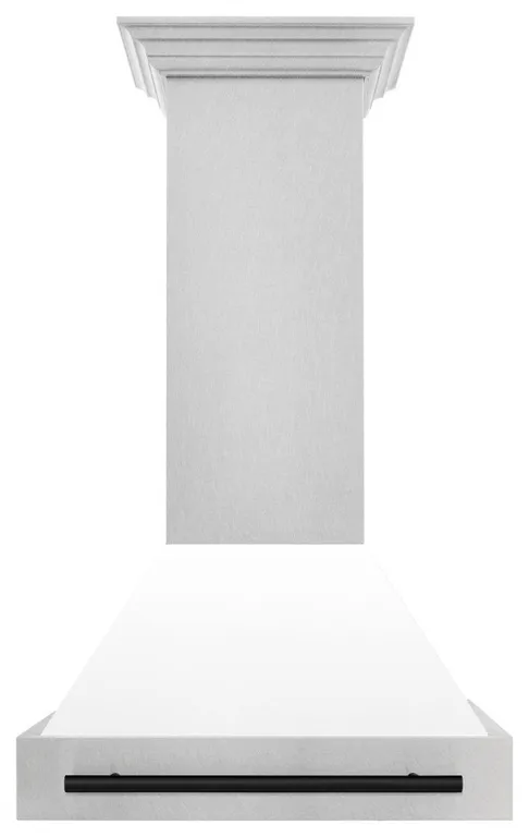 ZLINE 30 In. Wall Mount Hood, DuraSnow With White Matte Shell 8654SNZ-WM30-MB