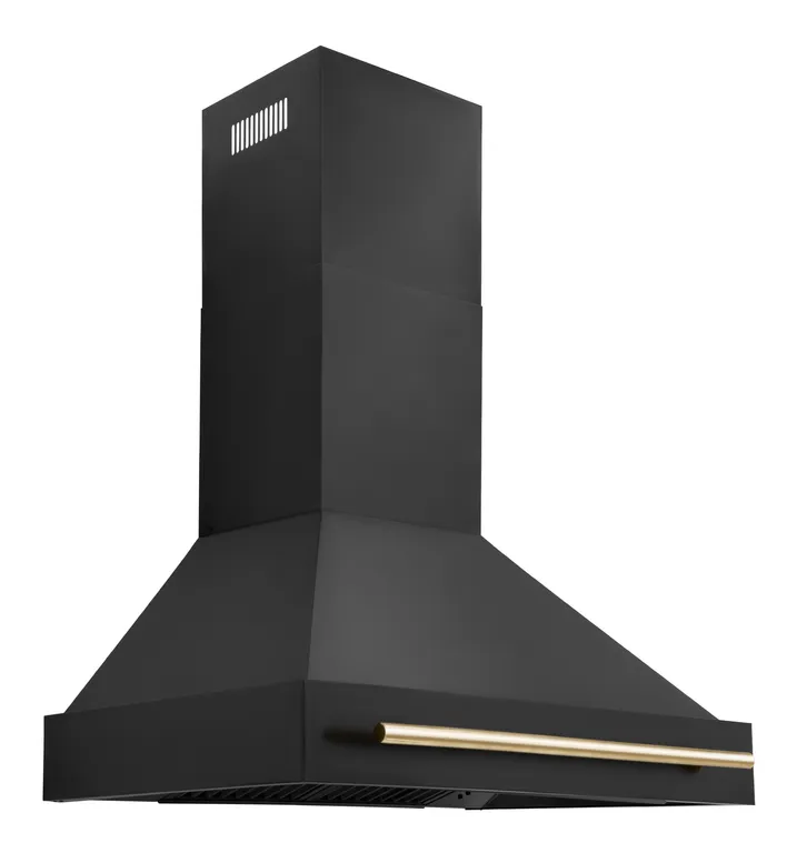 ZLINE 36" Black Stainless Range Hood with Polished Polished Gold (BS655-36-G)