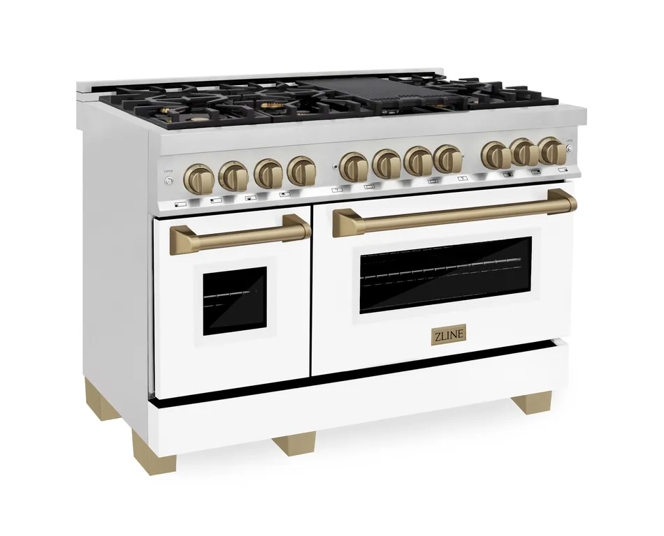 ZLINE 48" Dual Fuel Range, Stainless With White Matte Door RAZ-WM-48-CB