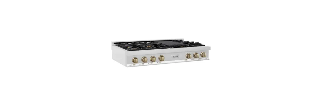 ZLINE 48" Rangetop, Stainless Steel With Champagne Bronze Accents, RTZ-48-CB